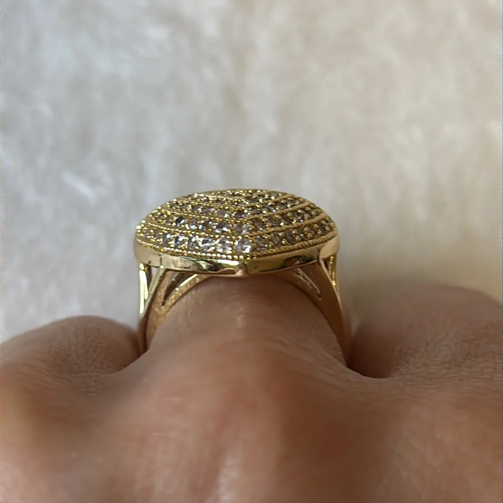NEW AAA CZ Bold Heart 18k Yellow Gold Filled Ring